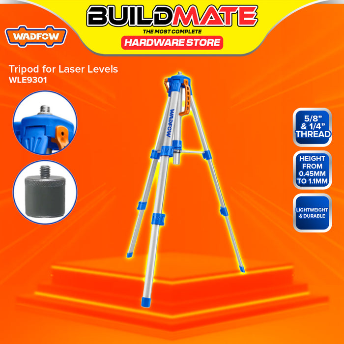 BUILDMATE Wadfow Tripod for Distance Laser Levels 1.1MT P 5/8" Inch & 1/4" Inch Adjustable Aluminum Laser Level Stand WLE9301 - WHT