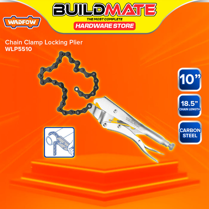 BUILDMATE Wadfow Chain Clamp Locking Plier 10" Inch Carbon Steel Oil Filter Grip Wrench Hand Tools WLP5510 - WHT