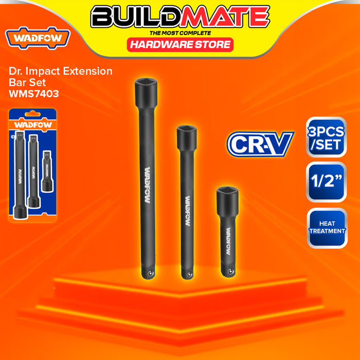BUILDMATE Wadfow 3pcs Drive Impact Extension Bar Set 1/2" Cr-V Steel Extension Bars Kit Impact Tool WMS7403  - WHT