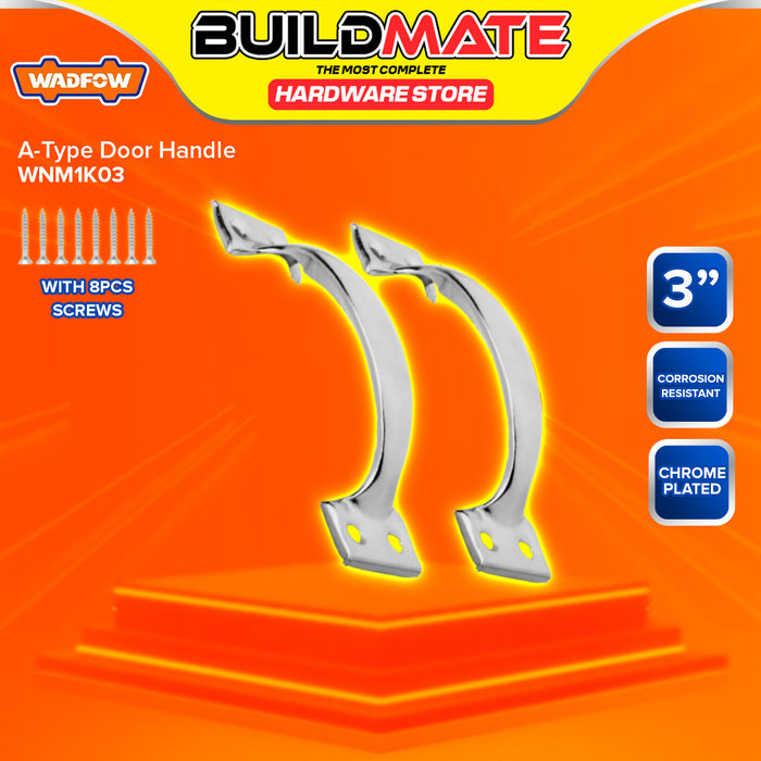 BUILDMATE Wadfow A-Type Door Handle 3" Inch - 6" Inch Curved Cabinet Drawer Pulls with Screws Chrome-Plated SOLD IN PAIR - WHT