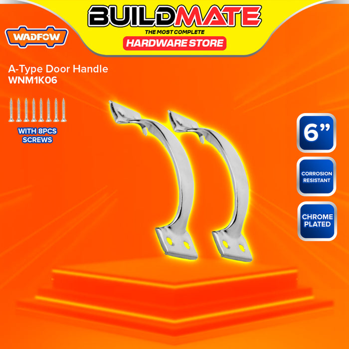 BUILDMATE Wadfow A-Type Door Handle 3" Inch - 6" Inch Curved Cabinet Drawer Pulls with Screws Chrome-Plated SOLD IN PAIR - WHT