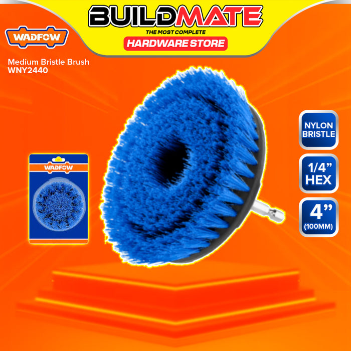 BUILDMATE Wadfow 2pcs Medium Bristle Brush Set 1/4" Inch Hex Shank Cleaning and Polishing Brush Cleaner Kit  - WHT
