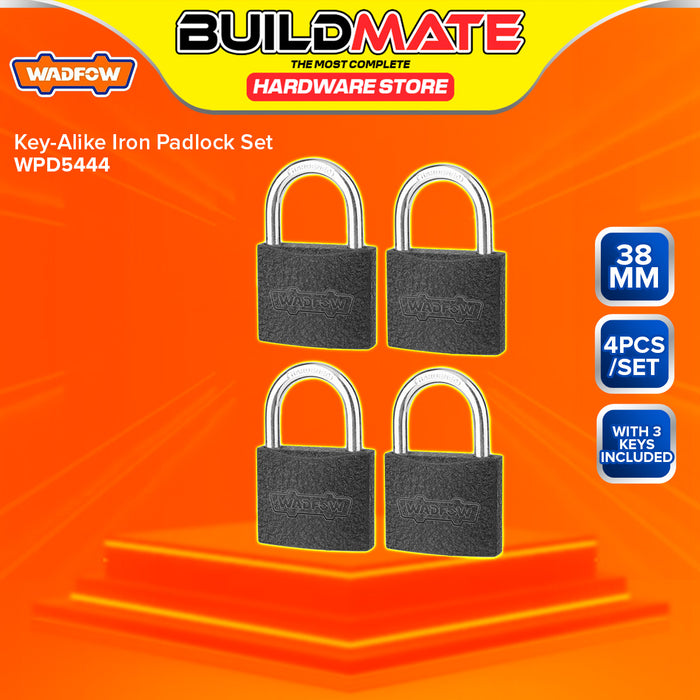 BUILDMATE Wadfow 2pcs / 4pcs Key-Alike Iron Padlock Set 38mm Short Shackle with 3pcs Iron Keys Anti-Theft Security Pad Lock - WHT