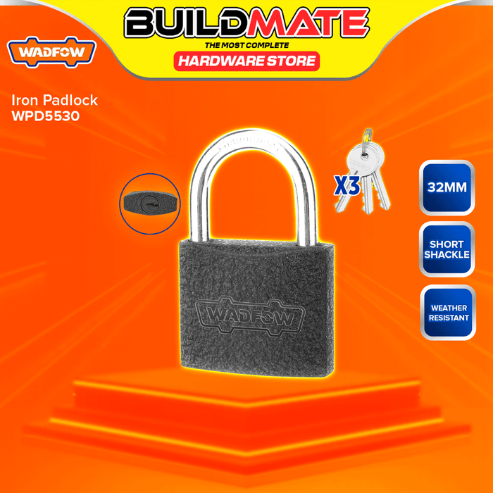 BUILDMATE Wadfow Iron Padlock 32MM - 75MM Short Shackle with 3pcs Iron Keys Keyed High Security Pad Lock - WHT