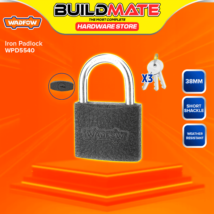 BUILDMATE Wadfow Iron Padlock 32MM - 75MM Short Shackle with 3pcs Iron Keys Keyed High Security Pad Lock - WHT