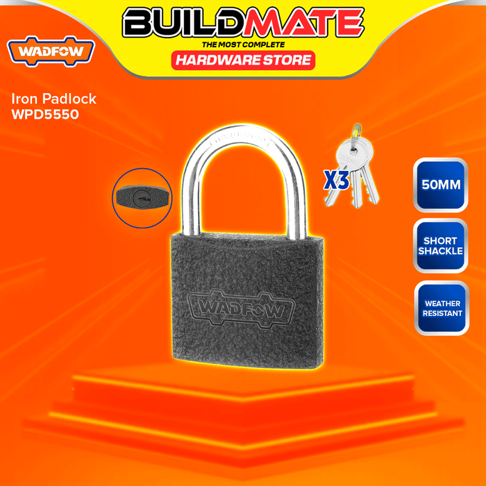 BUILDMATE Wadfow Iron Padlock 32MM - 75MM Short Shackle with 3pcs Iron Keys Keyed High Security Pad Lock - WHT