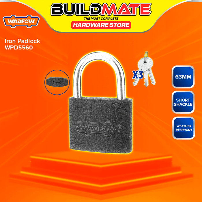 BUILDMATE Wadfow Iron Padlock 32MM - 75MM Short Shackle with 3pcs Iron Keys Keyed High Security Pad Lock - WHT
