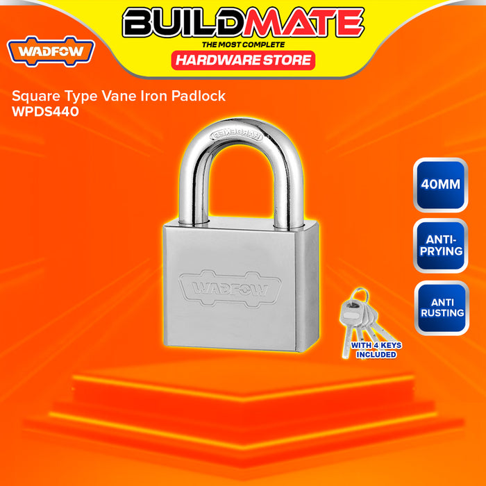 BUILDMATE Wadfow Square Type Vane Iron Padlock 40MM - 60MM SHORT Shackle Anti-Theft Keyed Wide Security Lock with Keys - WHT