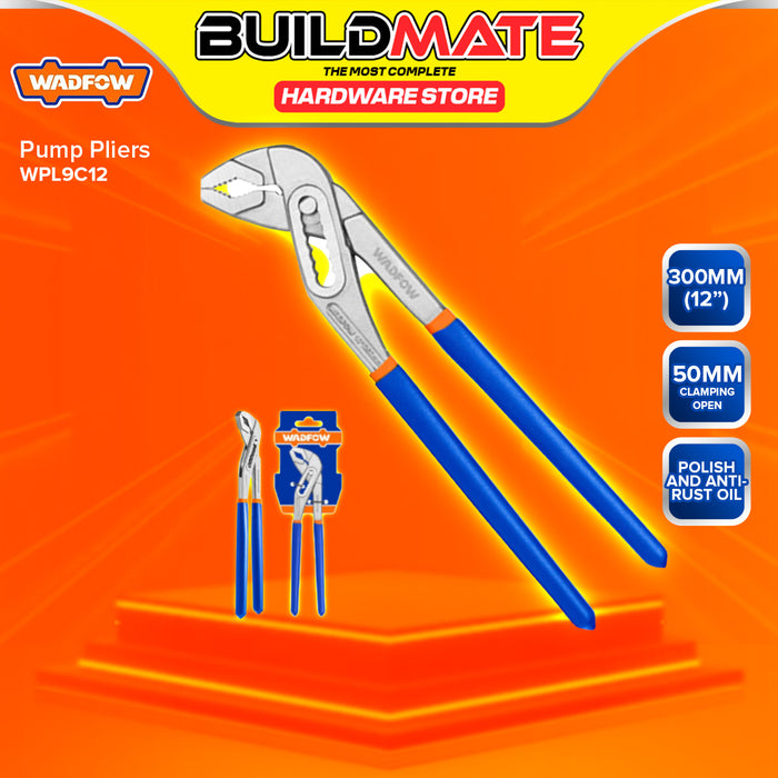 BUILDMATE Wadfow Water Pump Pliers 12" Inch Tongue and Groove Channel Lock Pliers for Plumbing WPL9C12 - WHT