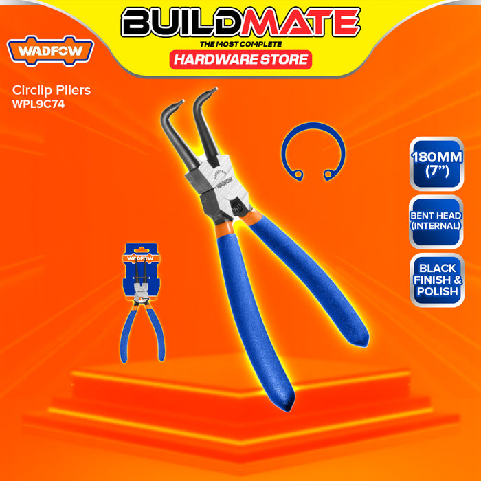 BUILDMATE Wadfow Circlip Pliers 7" Inch Internal / External Retaining Snap Ring Bent and Straight Head Plier SOLD PER PIECE - WHT