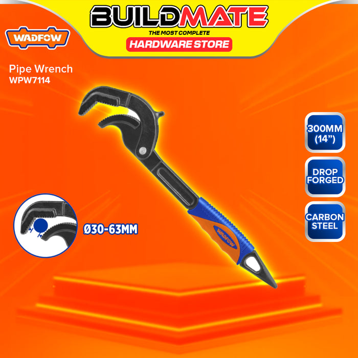 BUILDMATE Wadfow Pipe Wrench 10"-14" Inch Full Body Drop-Forged Piping Plumber Tongue-and-Groove Pliers Plumbing Tool WPW7110 / WPW7114 - WHT