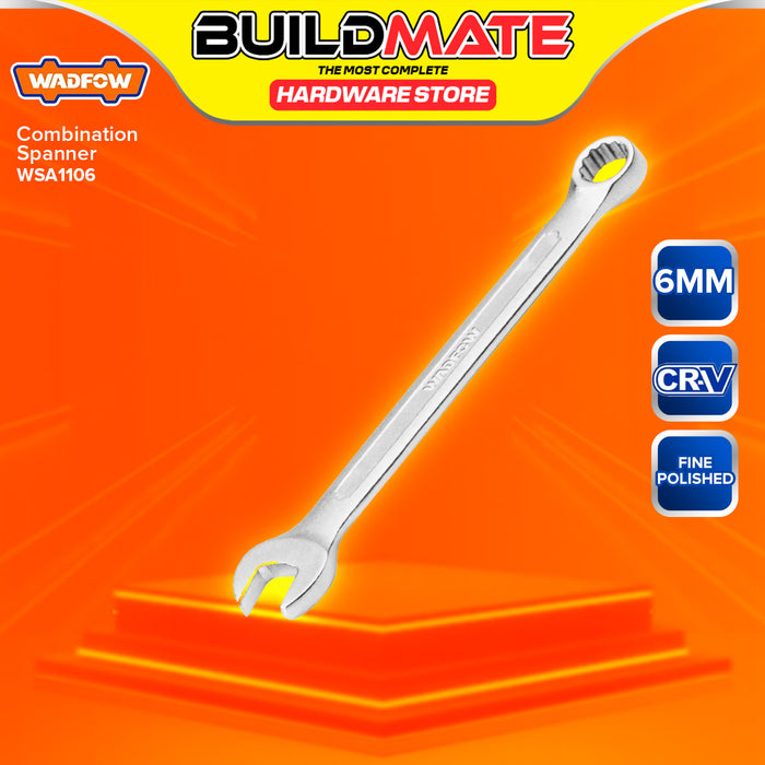 BUILDMATE Wadfow Combination Spanner 6mm-13mm Cr-V Double-Ended Box and Open End Ratchet Combination Wrench SOLD PER PIECE - WHT