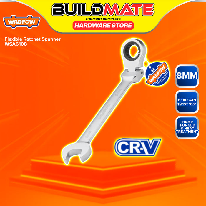 BUILDMATE Wadfow 8MM-19MM Flexible Head Combination Ratchet Spanner Wrench Gear Ring SOLD PER PIECE - WHT