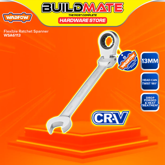 BUILDMATE Wadfow 8MM-19MM Flexible Head Combination Ratchet Spanner Wrench Gear Ring SOLD PER PIECE - WHT