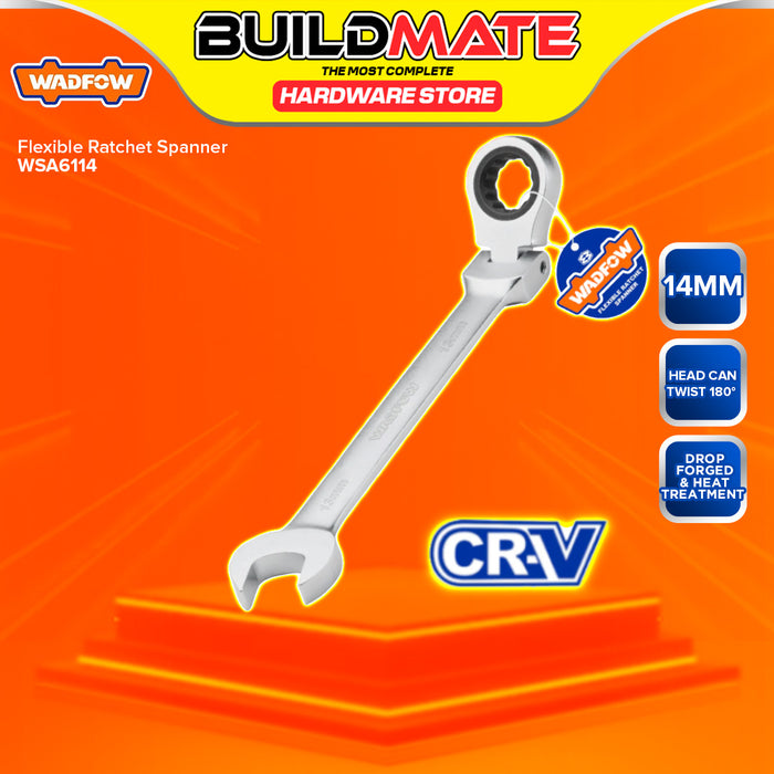 BUILDMATE Wadfow 8MM-19MM Flexible Head Combination Ratchet Spanner Wrench Gear Ring SOLD PER PIECE - WHT