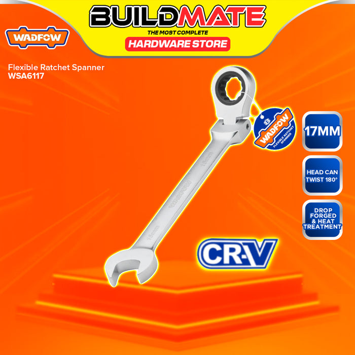 BUILDMATE Wadfow 8MM-19MM Flexible Head Combination Ratchet Spanner Wrench Gear Ring SOLD PER PIECE - WHT