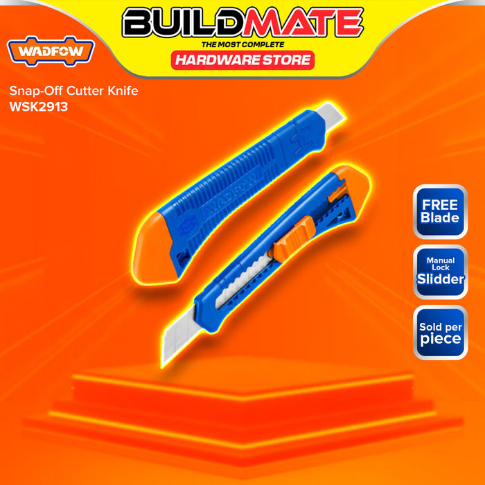 BUILDMATE Wadfow Snap-Off Blade Knife Cutter with Flat Push Button Hand Tool SOLD PER PIECE WSK2913 / WSK3909 / WSK4928 / WSK4918 - WHT