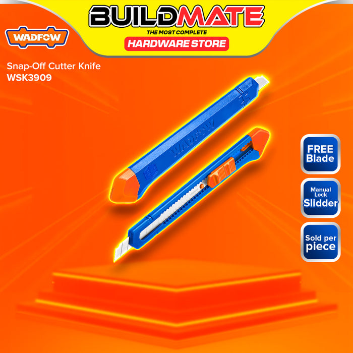 BUILDMATE Wadfow Snap-Off Blade Knife Cutter with Flat Push Button Hand Tool SOLD PER PIECE WSK2913 / WSK3909 / WSK4928 / WSK4918 - WHT