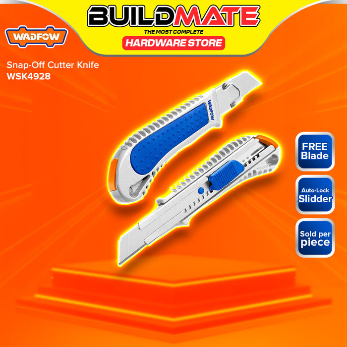 BUILDMATE Wadfow Snap-Off Blade Knife Cutter with Flat Push Button Hand Tool SOLD PER PIECE WSK2913 / WSK3909 / WSK4928 / WSK4918 - WHT