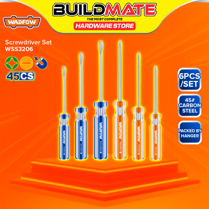 BUILDMATE Wadfow 6PCS/SET Screwdriver Set with Comfort-Grip Handle Carbon Steel WSS3206 - WHT
