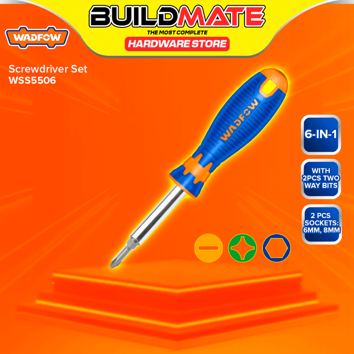 BUILDMATE Wadfow Screwdriver Set 2IN1 / 6IN1 CR-V Interchangeable Multi-Purpose Hand Repair Tool WHT