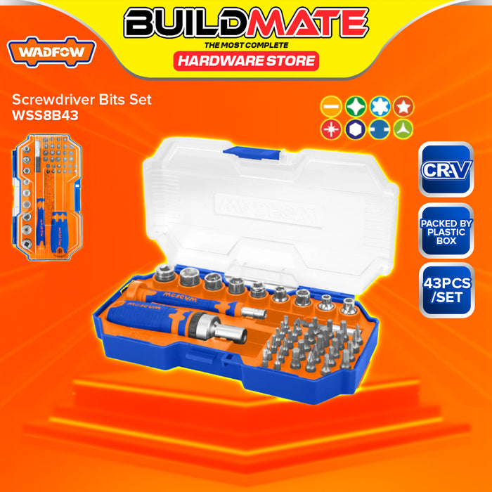 BUILDMATE Wadfow Screwdriver Bit Set Holder 28PCS / 43PCS Unique Design Ratchet Handle CR-V - WHT