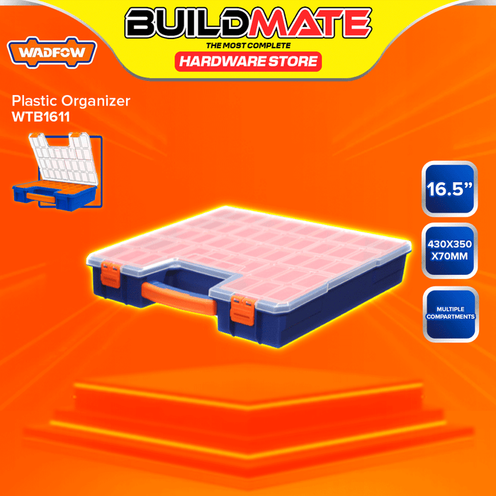BUILDMATE Wadfow Plastic Organizer 13.5" / 16.5" Inch Stackable Storage with Removable Compartments Sorting Box SOLD PER PIECE - WHT