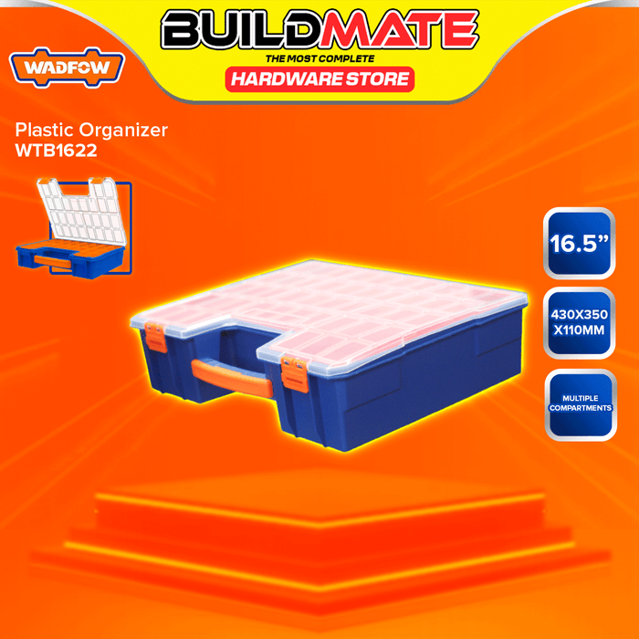 BUILDMATE Wadfow Plastic Organizer 13.5" / 16.5" Inch Stackable Storage with Removable Compartments Sorting Box SOLD PER PIECE - WHT