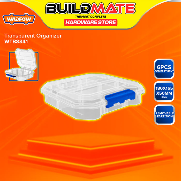 BUILDMATE Wadfow Transparent Organizer with 6pcs / 13pcs Compartment Clear Plastic Storage Box Carrying Case Tool Box - WHT