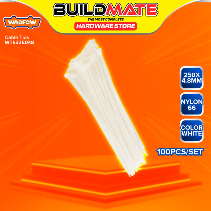 BUILDMATE Wadfow 100PCS/SET Multipurpose White Nylon Cable Ties 2.5MM-9MM Self Locking Zip Fastening Wire Wraps Cable Tie - WHT