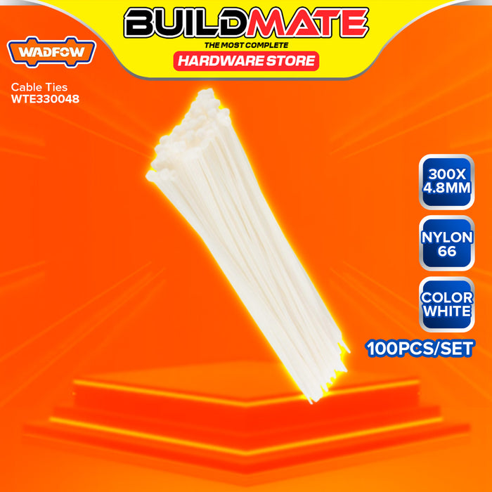 BUILDMATE Wadfow 100PCS/SET Multipurpose White Nylon Cable Ties 2.5MM-9MM Self Locking Zip Fastening Wire Wraps Cable Tie - WHT