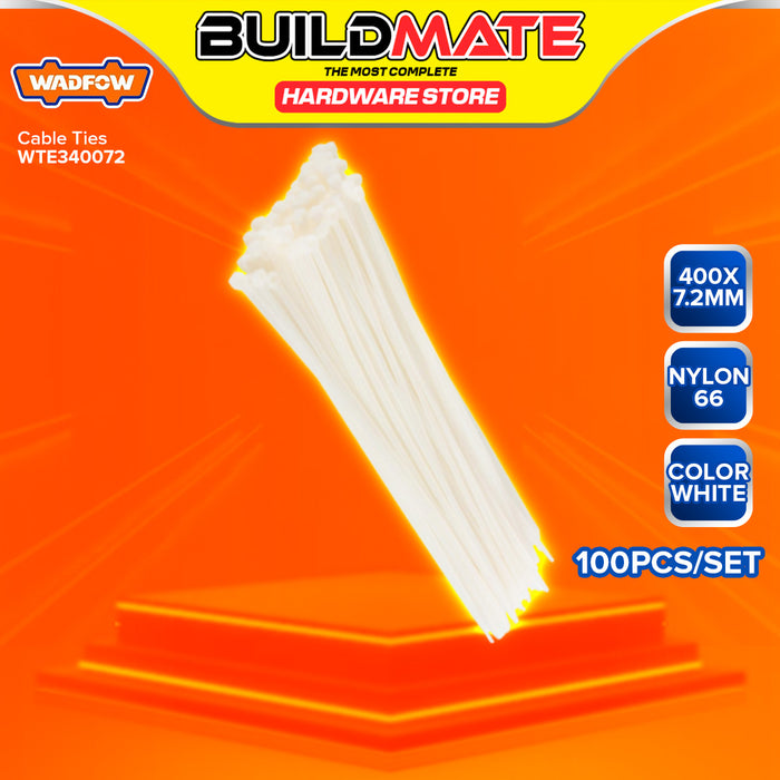 BUILDMATE Wadfow 100PCS/SET Multipurpose White Nylon Cable Ties 2.5MM-9MM Self Locking Zip Fastening Wire Wraps Cable Tie - WHT