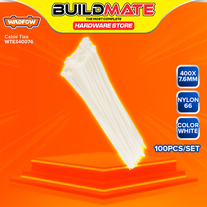 BUILDMATE Wadfow 100PCS/SET Multipurpose White Nylon Cable Ties 2.5MM-9MM Self Locking Zip Fastening Wire Wraps Cable Tie - WHT