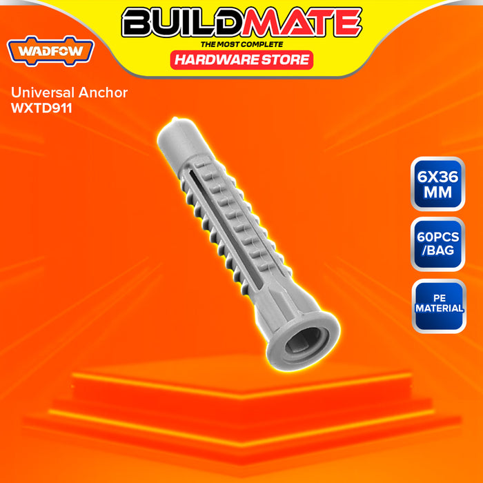 BUILDMATE Wadfow Universal Anchor PE Multi-Purpose Plastic Expansion Screw Concrete Fixing Anchor Wall Plug Gripper SOLD PER PACK - WHT