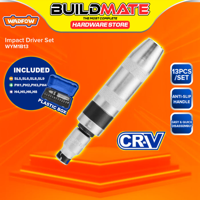 BUILDMATE Wadfow 13pcs Impact Driver Set Cr-V Extractor Screw Remover Multi-Purpose Screwdriver Bit Set Hand Tools WYM1B13 - WHT