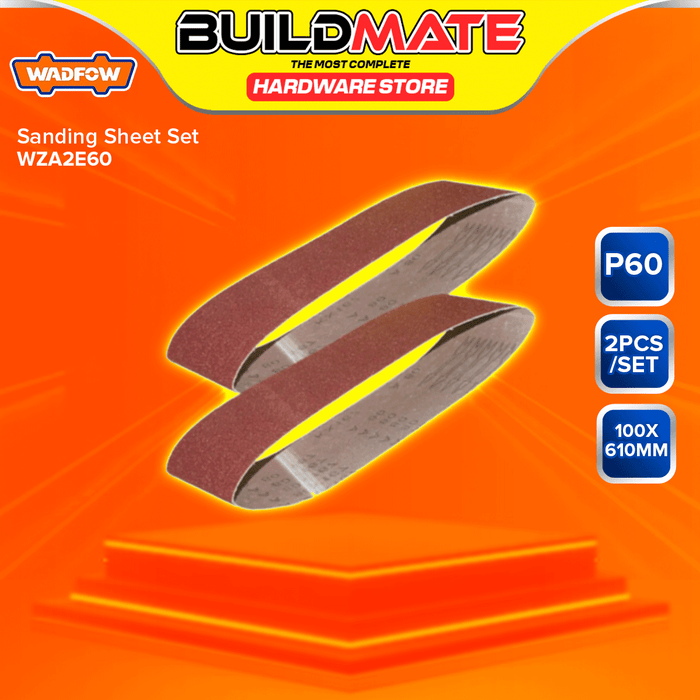 BUILDMATE Wadfow 2PCS/SET Sanding Sheet 100x610MM Grit P40-P80 Belt Sander Sheets Sandpaper For Polishing Wood SOLD PER SET - WHT