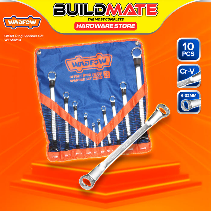 BUILDMATE Wadfow 10pcs Offset Ring Spanner Set 6-32mm Offset Box End Wrench Nut Remover WFS5M10 - WHT