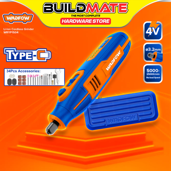 BUILDMATE Wadfow 4V Lithium-Ion Cordless Mini Die Grinder Engraver for Grinding & Polishing with 34pcs Accessories Rotary Tool WRYP1504 - WCPT