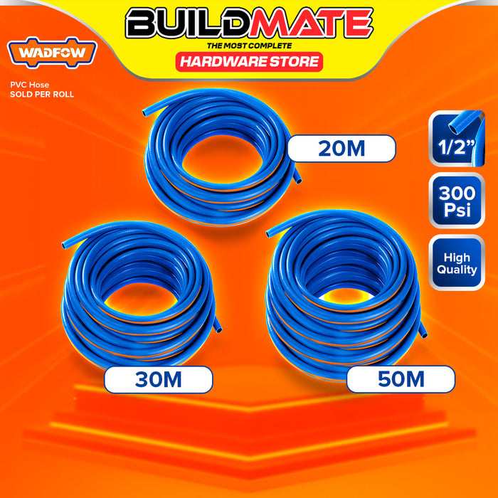 BUILDMATE Wadfow 1/2" Inch Flexible PVC Garden Hose 20M - 50M Water Pipe Hose for Gardening and Cleaning Watering Sytem SOLD PER METER WYP1E12 / WYP1E20 / WYP1E30 - WHT