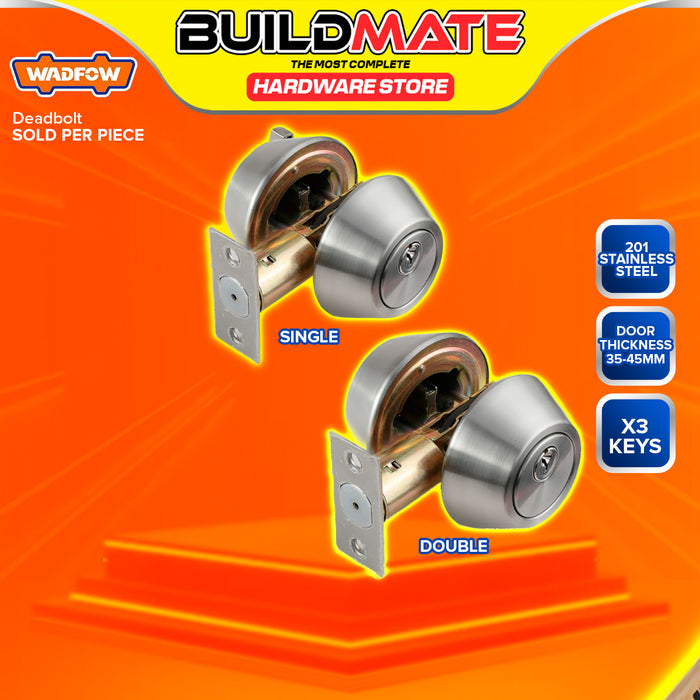 BUILDMATE Wadfow Door Knobs with Single / Double Cylinder Deadbolt Lockset Keyed Alike Entance Lock WUE1501 / WUE1502 - WHT
