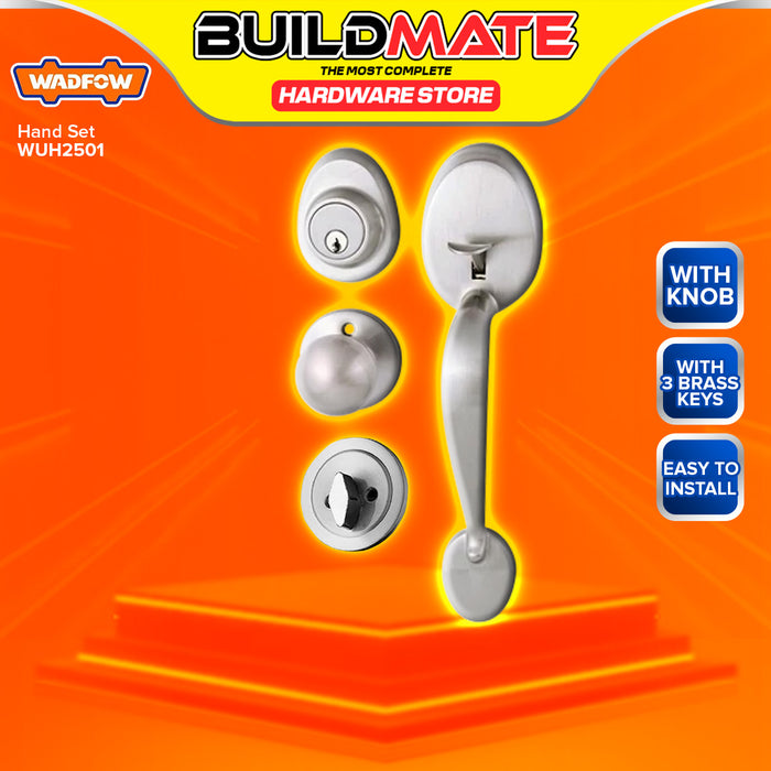 BUILDMATE Wadfow Zinc Alloy Handle Set Anti-theft Door Lock Entrance & Privacy Function Set WUH1501 / WUH2501 - WHT