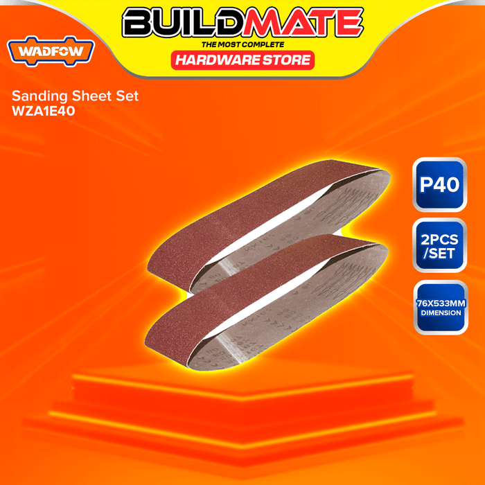 BUILDMATE Wadfow 2PCS/SET Sanding Sheet 76x533mm Grit P40-P80 Belt Sander Sheets Sandpaper For Polishing Wood SOLD PER SET - WHT