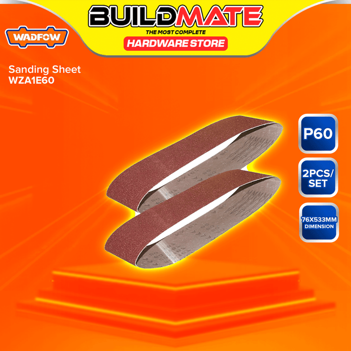 BUILDMATE Wadfow 2PCS/SET Sanding Sheet 76x533mm Grit P40-P80 Belt Sander Sheets Sandpaper For Polishing Wood SOLD PER SET - WHT