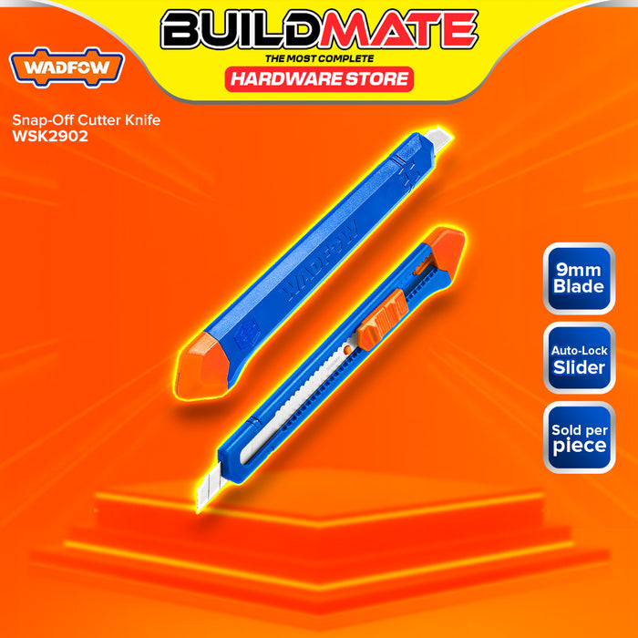 BUILDMATE Wadfow 9MM x 80MM Snap-Off Blade Knife Cutter with Flat Push Button Hand Tool WSK2902 - WHT