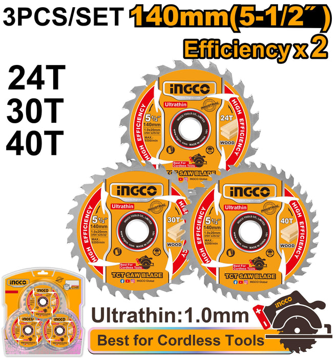 INGCO Ultra-Thin TCT Saw Blade Set TSB4003 IHT