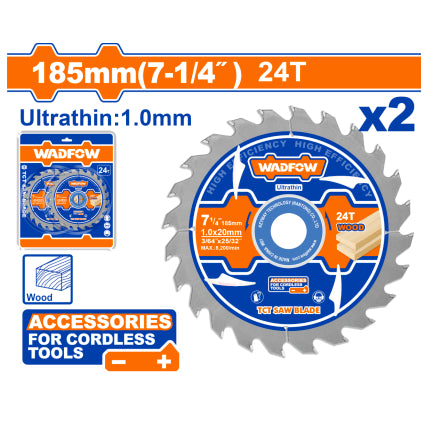 Buildmate x WADFOW 185mm Ultra-Thin TCT Saw Blade Set 2pcs WTC3K18 WHT