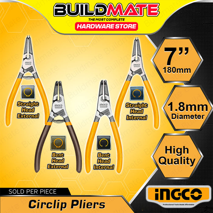 BUILDMATE Ingco 7" Inch Circlip Pliers 180mm External / Internal Retaining Snap Ring Plier SOLD PER PIECE - IHT