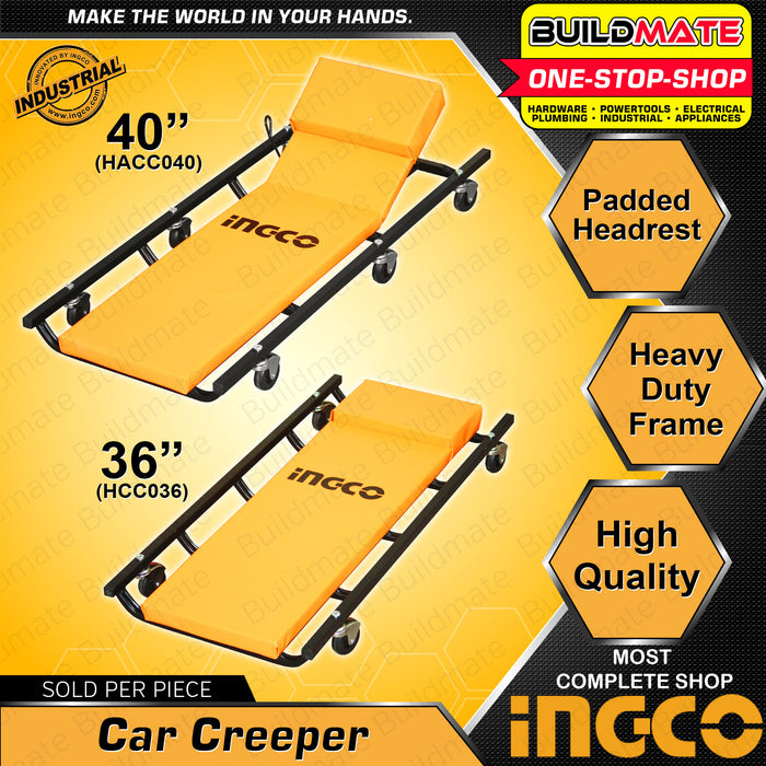 BUILDMATE Ingco Car Creeper 36" | 40" Inch Seat Creeper Garage Auto Car Repair Mechanic Creeper Vehicle Repair Low Profile Automotive Creeper Rolling Seat Adjustable Roller Garage Chair Brake Stool Workshop Car Creeper • IHT