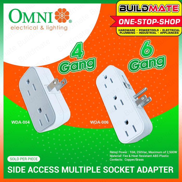 OMNI Outlet Adapter Side Access 10A 4 Gang | 6 Gang Adaptor Socket Outlet Universal Socket •BUILDMATE•