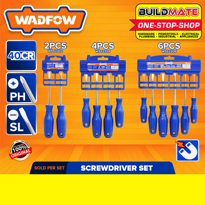 BUILDMATE Wadfow Screwdriver Set 2PCS | 4PCS | 6PCS [SOLD PER SET] Flat & Philip Screwdriver Round Shank & Flathead Screwdriver Slotted Screwdriver Crosshead Screwdriver Repair Tool Kit Hand Tool Set • WHT